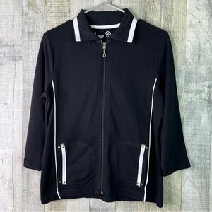 Onque Casuals Elements of Style 3/4 Sleeve Zip Front Jacket w/Pockets